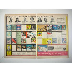 1953 Vintage Columbia Records Christmas Print Ad 2 Page Ed Sullivan Doris Day